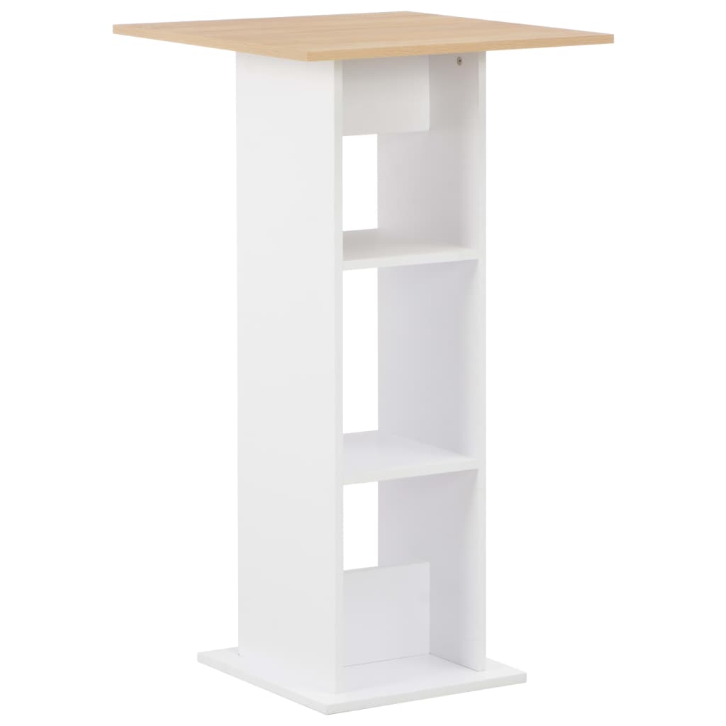 Barbord hvit og sonoma eik 60x60x110 cm