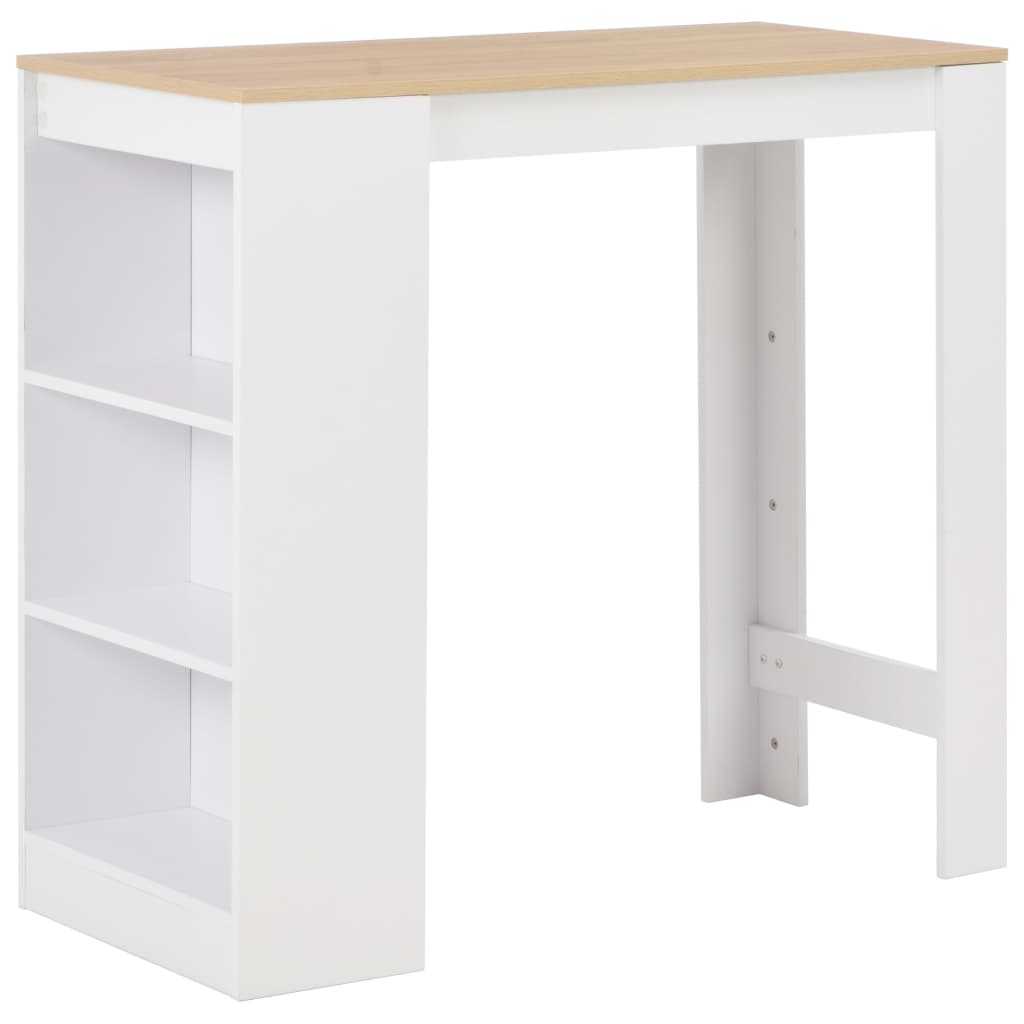 Barbord med hylle hvit 110x50x103 cm