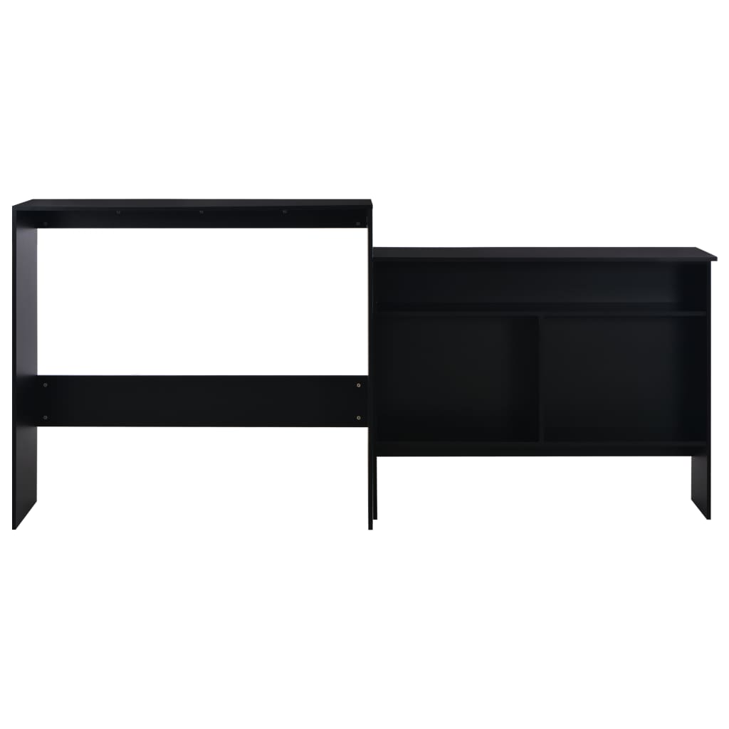 Barbord med 2 bordplater svart 130x40x120 cm