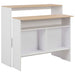 Barbord med 2 bordplater hvit og eik 130x40x120 cm