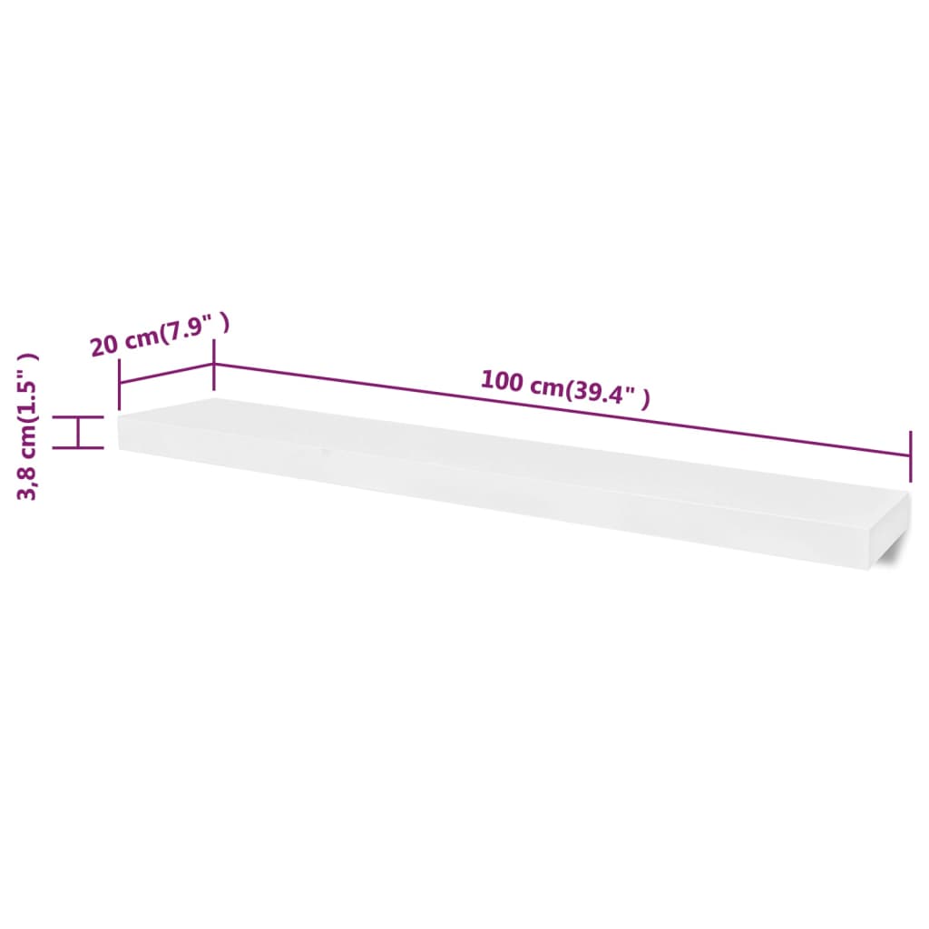 Vegghyller 4 stk hvit 100 cm