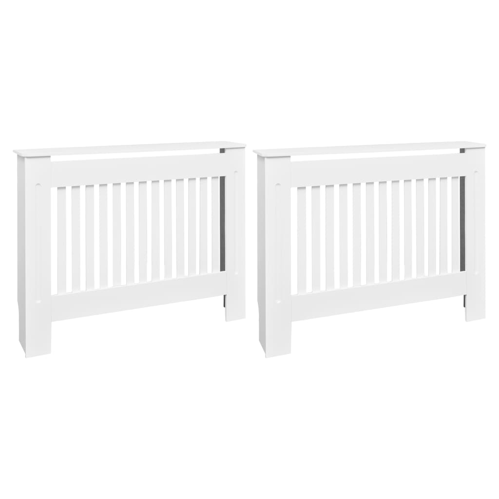 Radiatordeksler 2 stk hvit konstruert tre 112 cm