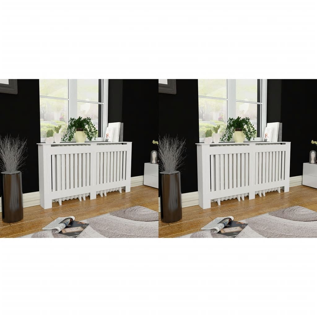 Radiatordeksler 2 stk hvit konstruert tre 152 cm