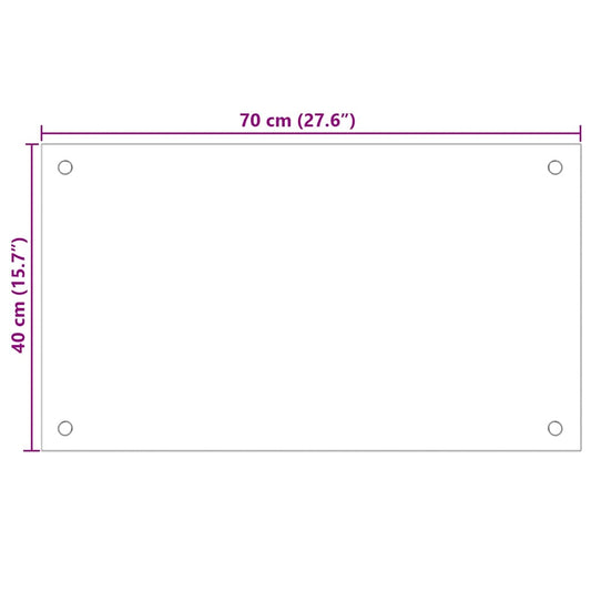 Kjøkkenplate hvit 70x40 cm herdet glass vidaXL