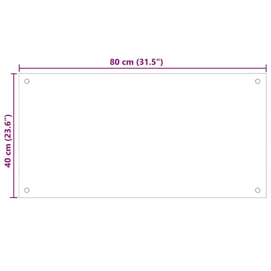 Kjøkkenplate hvit 80x40 cm herdet glass vidaXL