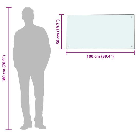 Kjøkkenplate melkefarget 100x50 cm herdet glass