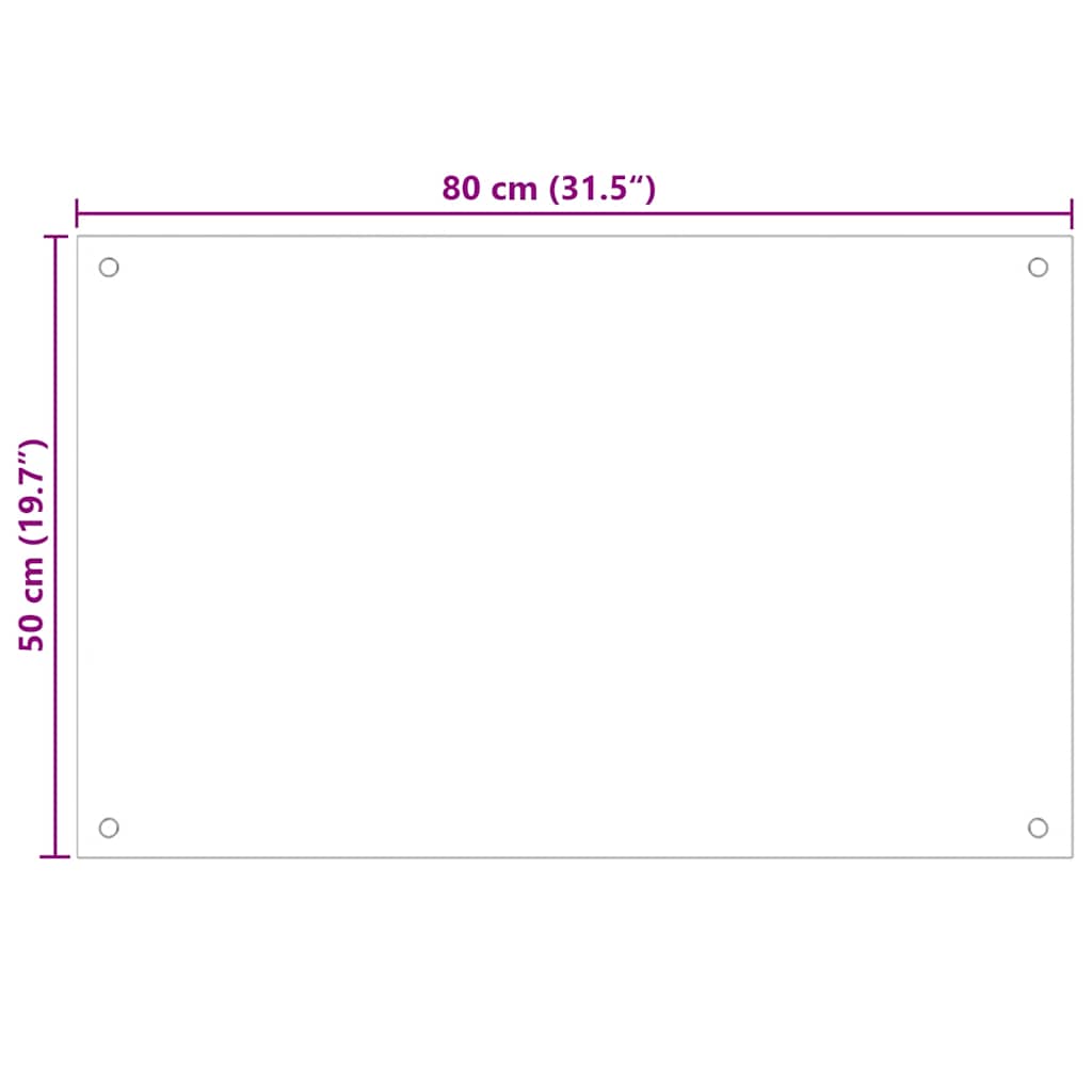 Kjøkkenplate gjennomsiktig 80x50 cm herdet glass