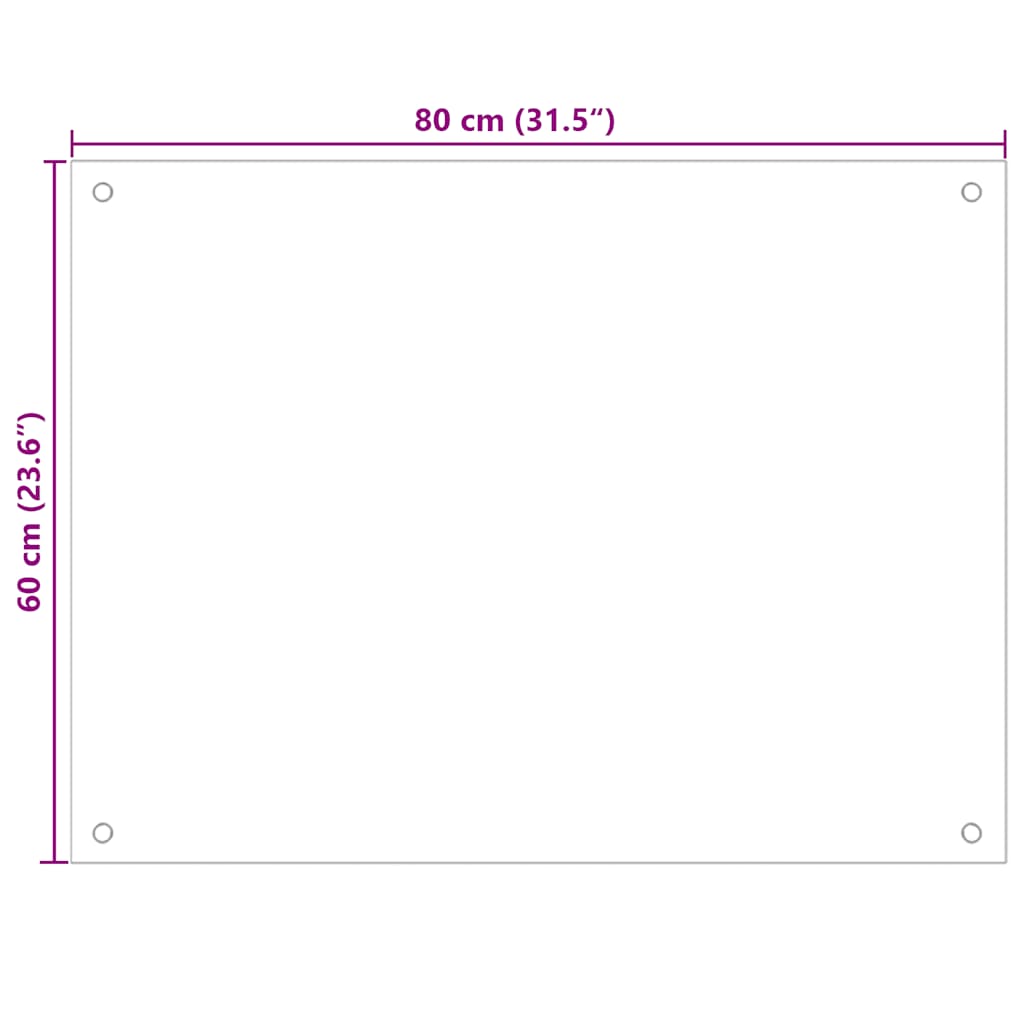 Kjøkkenplate gjennomsiktig 80x60 cm herdet glass