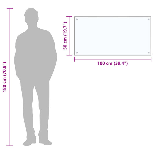 Kjøkkenplate gjennomsiktig 100x50 cm herdet glass