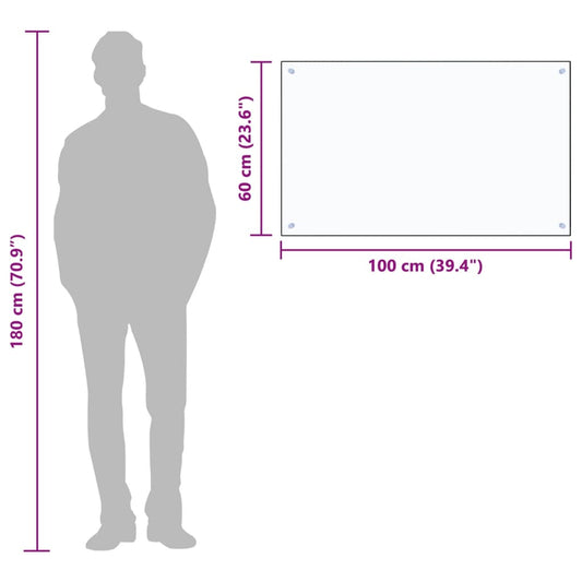Kjøkkenplate gjennomsiktig 100x60 cm herdet glass