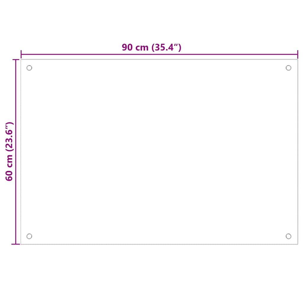 Kjøkkenplate svart 90x60 cm herdet glass