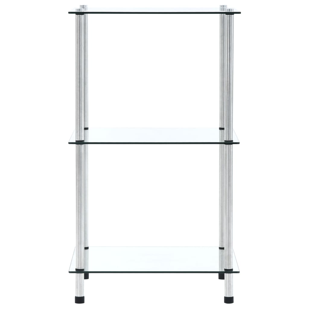 Hylle 3 etasjer gjennomsiktig 40x40x67 cm herdet glass