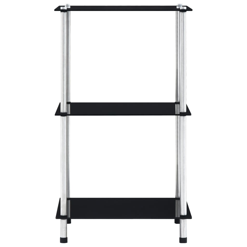 Hylle 3 etasjer svart 40x40x67 cm herdet glass