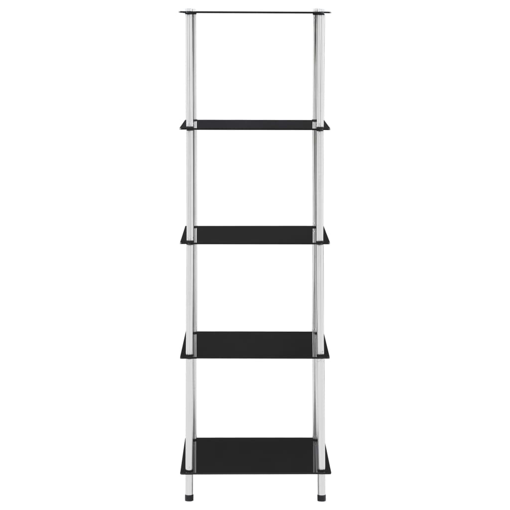 Hylle 5 etasjer svart 40x40x130 cm herdet glass