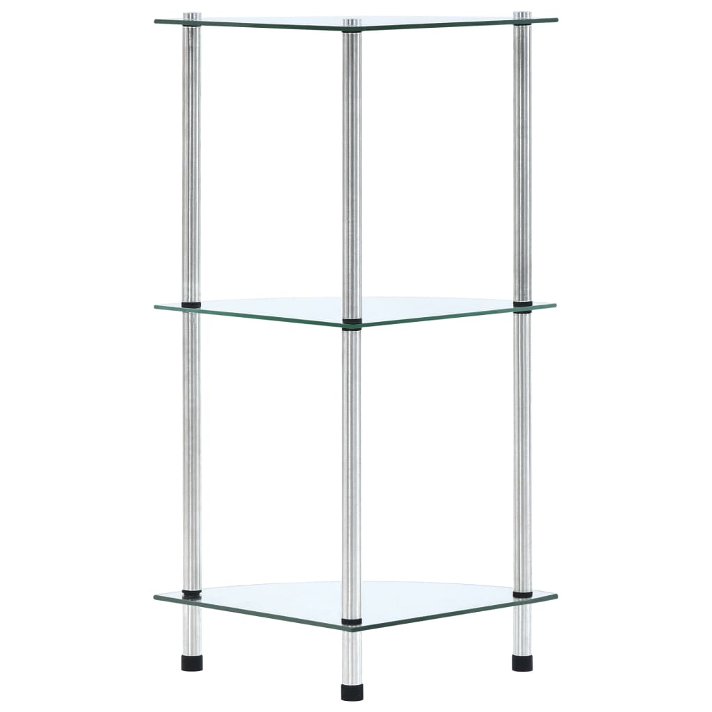 Hylle 3 etasjer gjennomsiktig 30x30x67 cm herdet glass