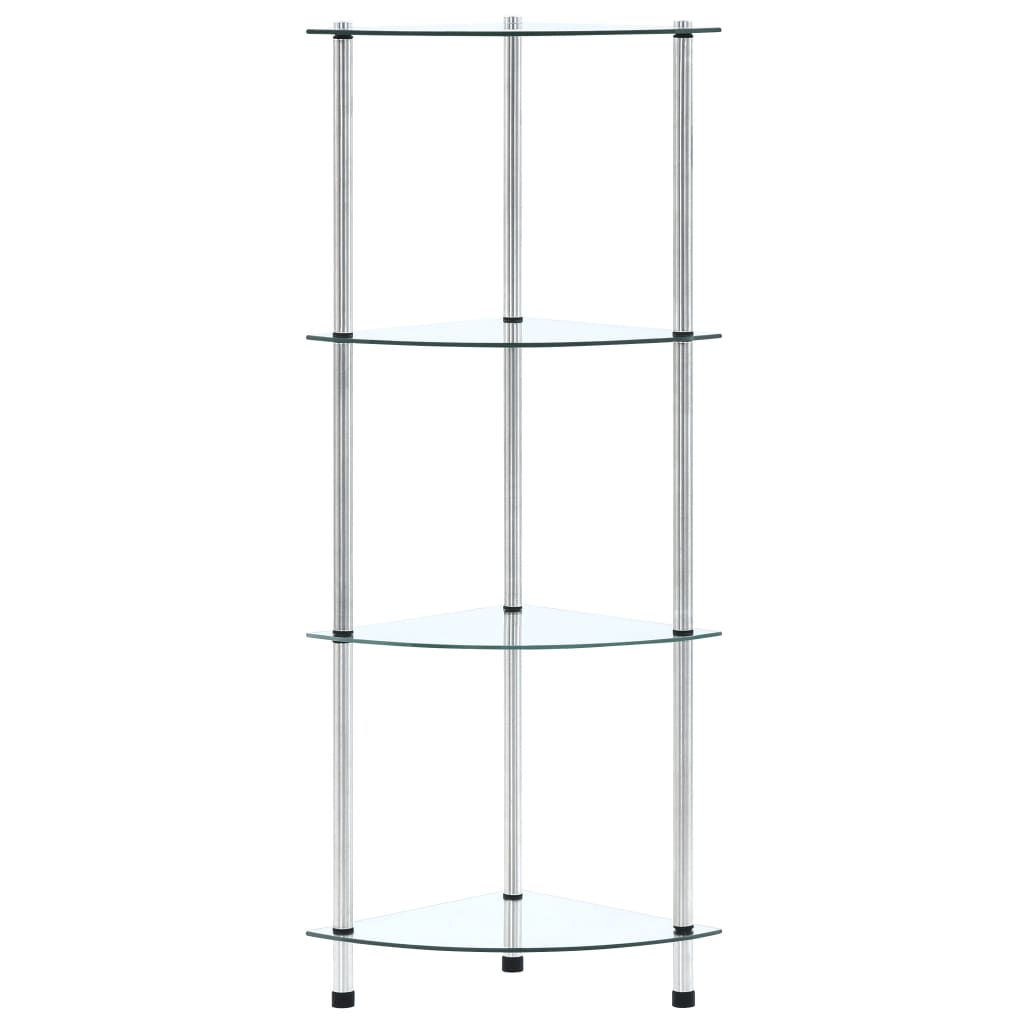 Hylle 4 etasjer gjennomsiktig 30x30x100 cm herdet glass