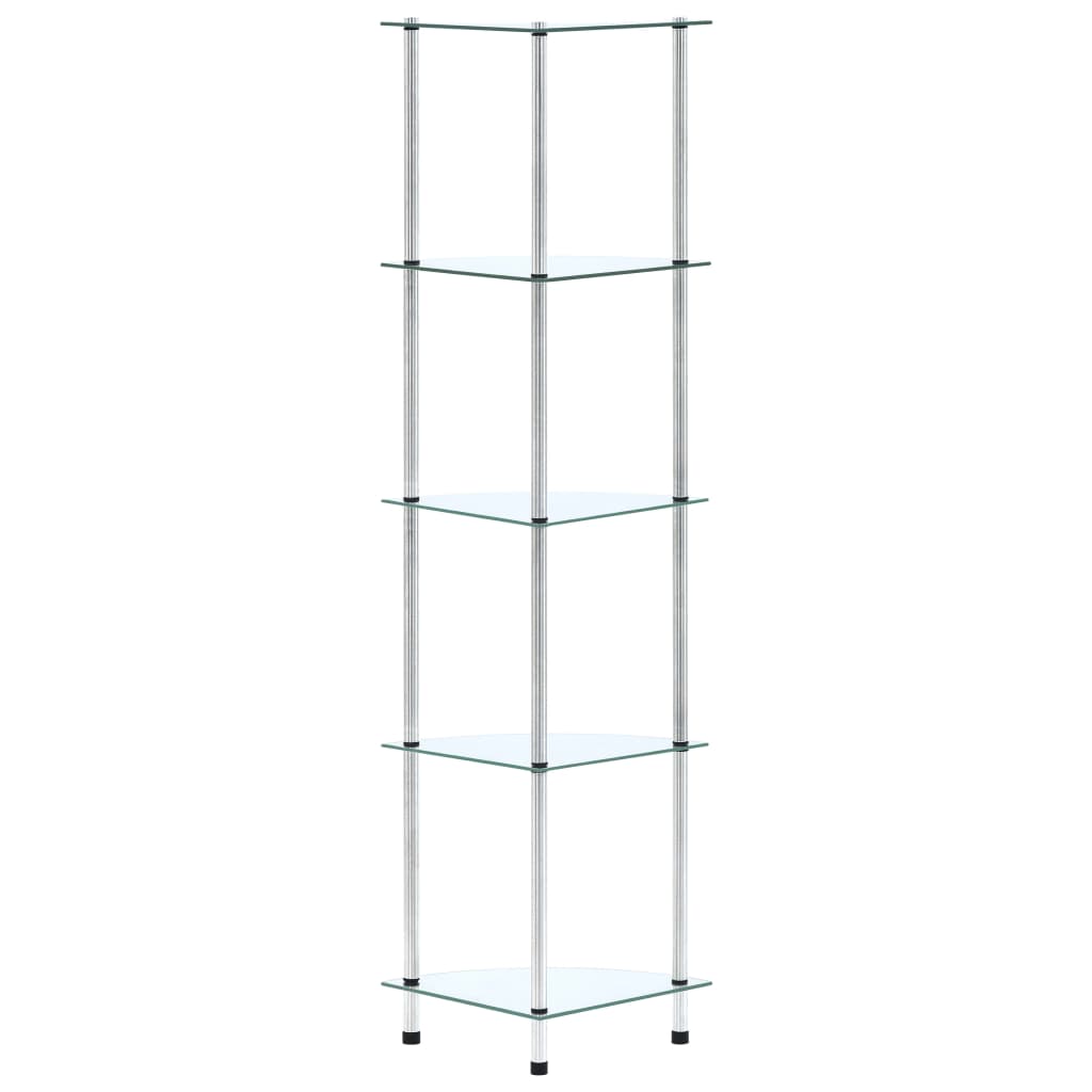 Hylle 5 etasjer gjennomsiktig 30x30x130 cm herdet glass