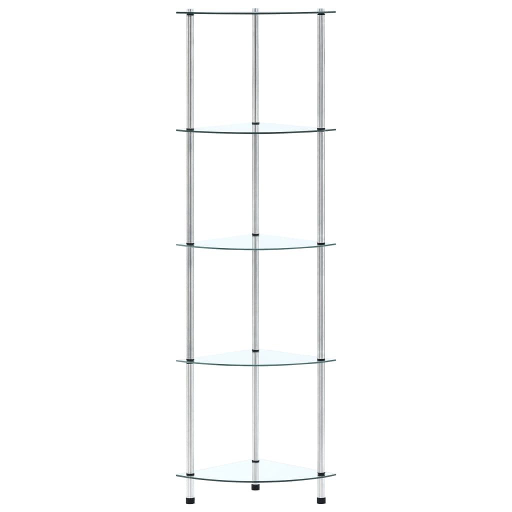 Hylle 5 etasjer gjennomsiktig 30x30x130 cm herdet glass