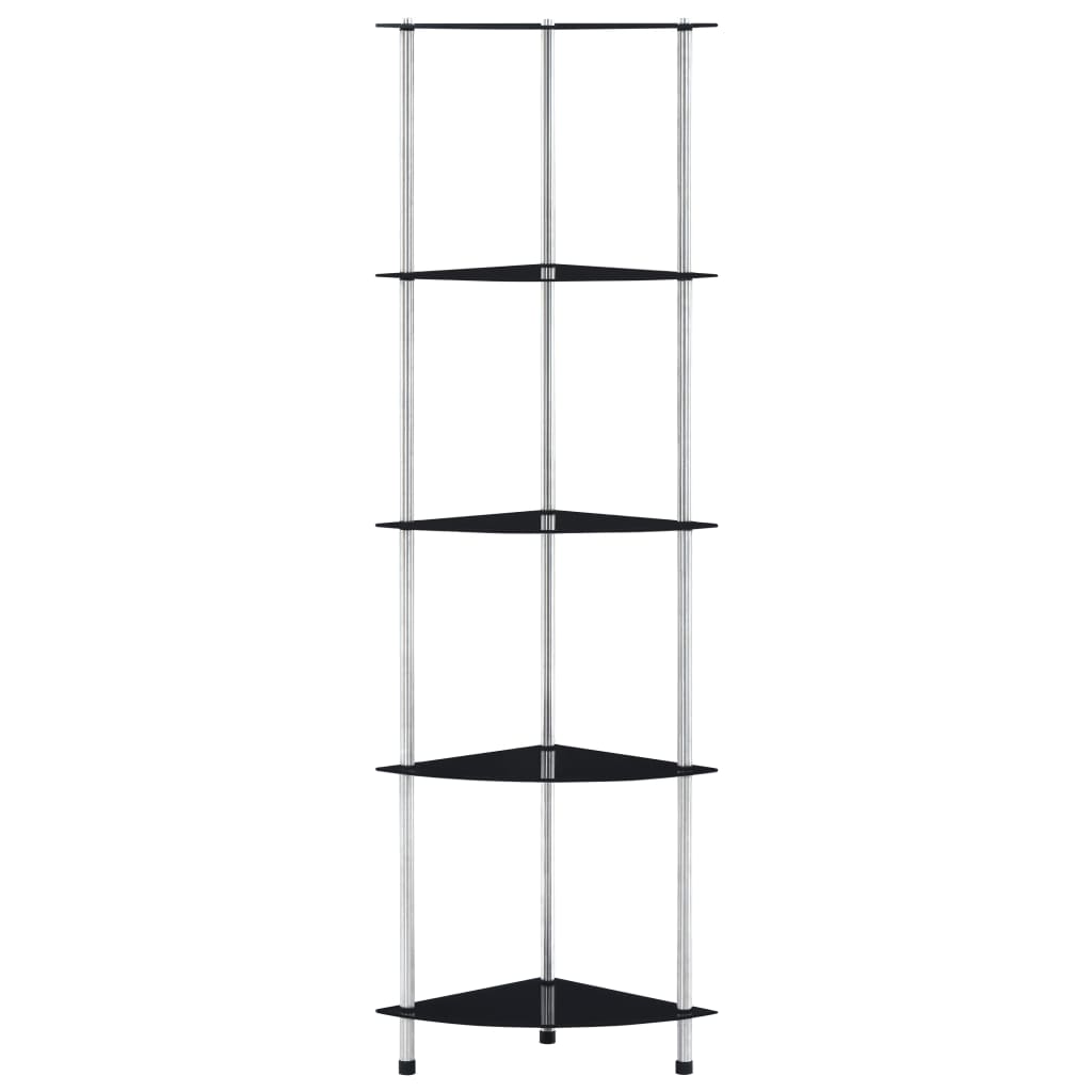 Hylle 5 etasjer svart 30x30x130 cm herdet glass