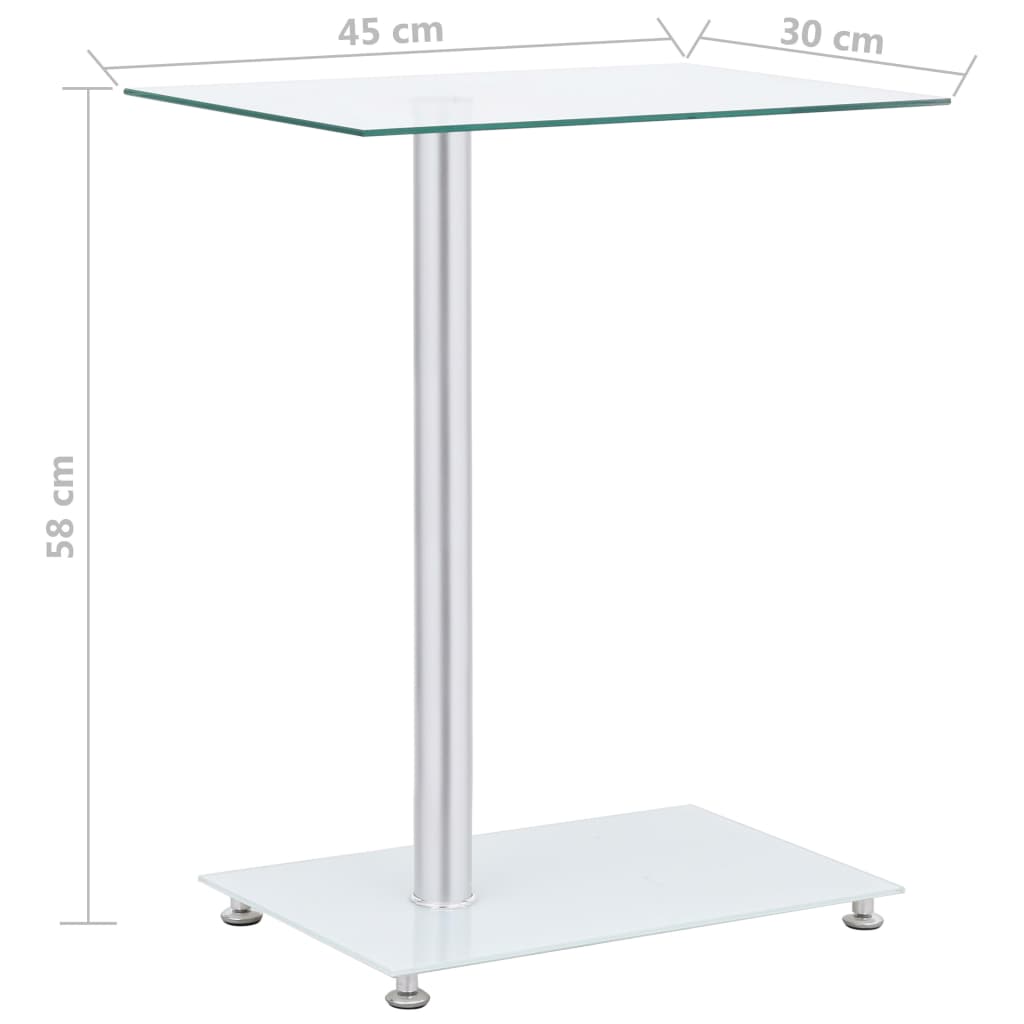 Sidebord u-formet gjennomsiktig 45x30x58 cm herdet glass