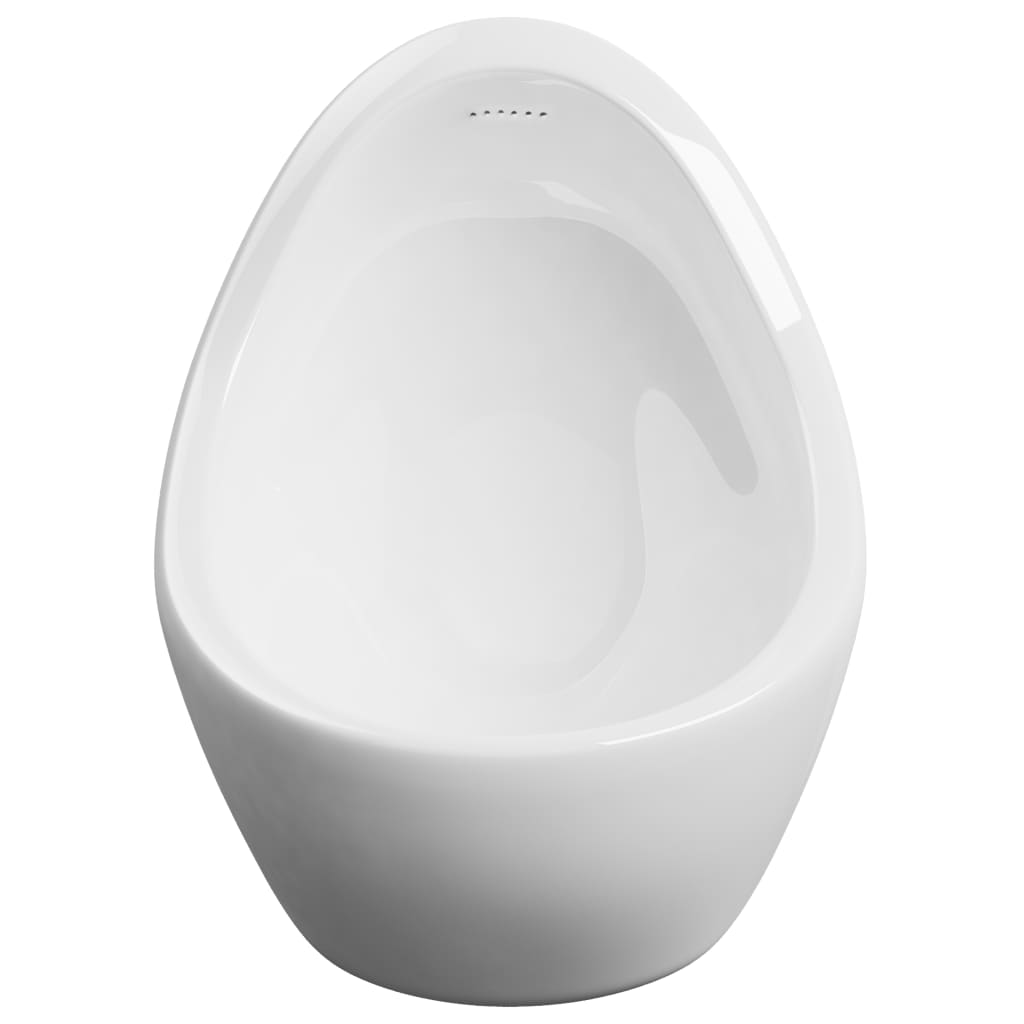 Vegghengt urinal med spyleventil keramisk hvit