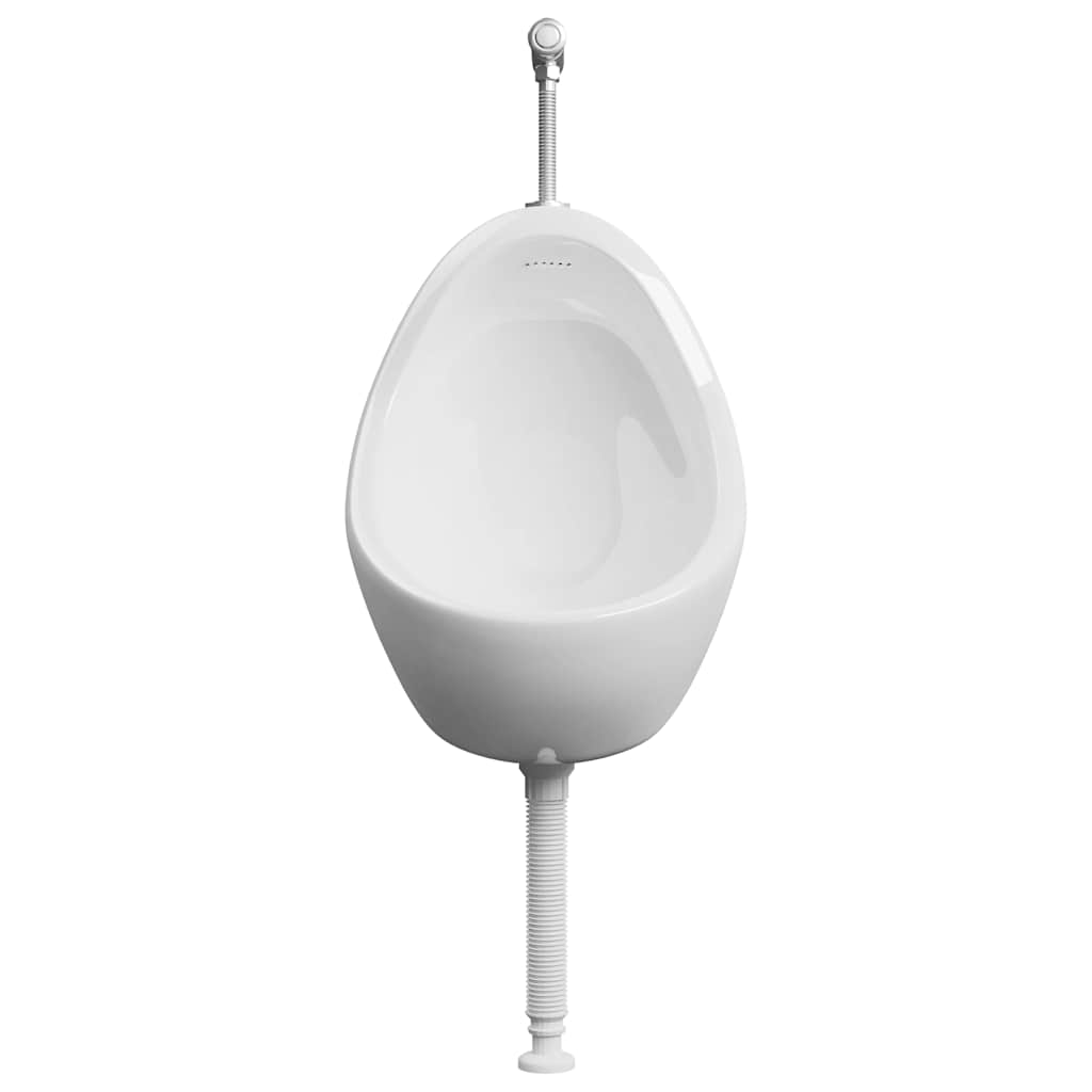 Vegghengt urinal med spyleventil keramisk hvit