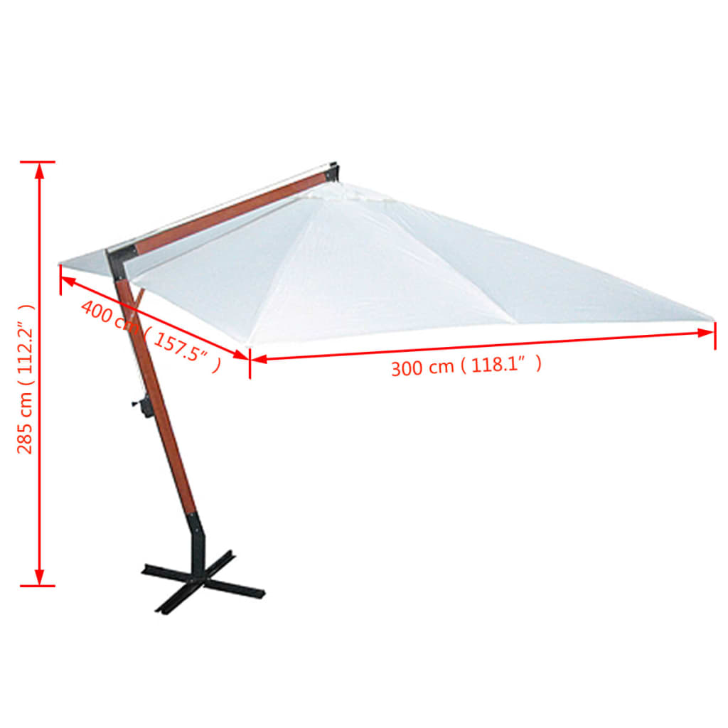 Parasoll 300 x 400 cm hvit