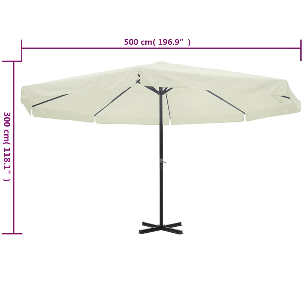 Parasol hvit aluminium 500 cm vidaXL