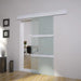Skyvedør glass og aluminium 178 cm sølv
