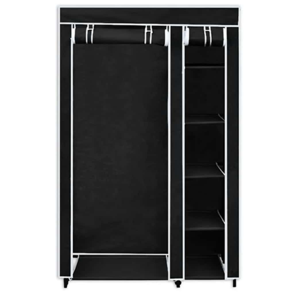 Sammenleggbar garderobe svart 110 x 45 x 175 cm