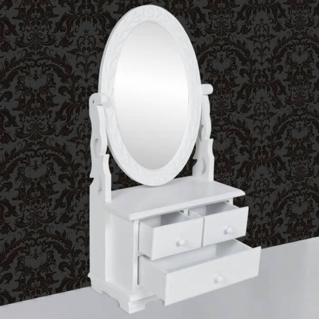 Sminkebord med ovalt svingspeil MDF