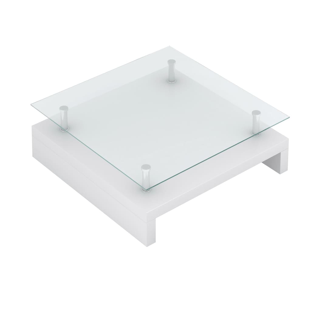 Salongbord med glassflate hvit