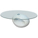 Salongbord med oval glassflate høyglans hvit