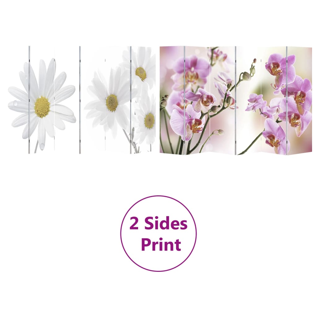 Sammenleggbar romdeler 217x170 cm blomst