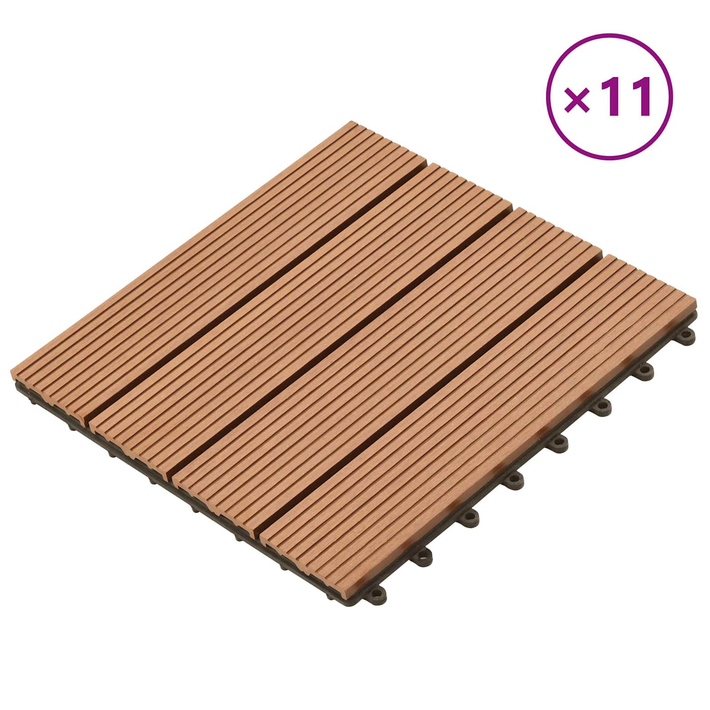 Terrasseflis 11 pcs Brun 30 x 30 cm WPC