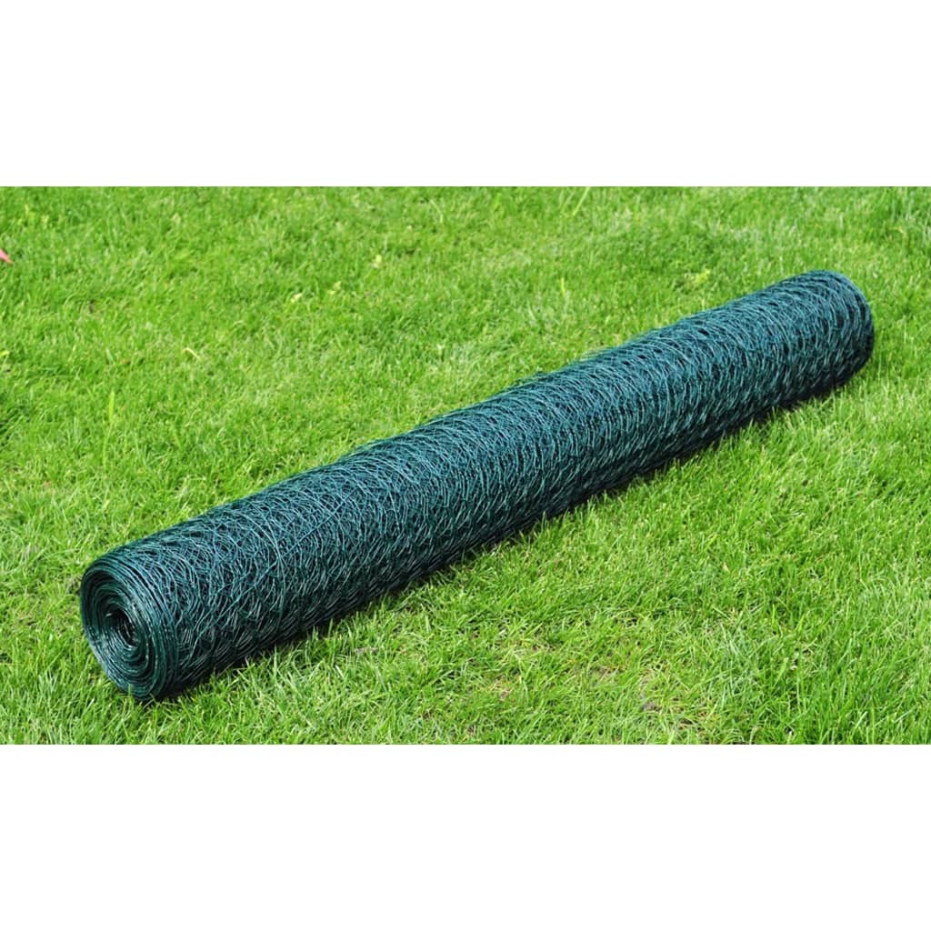 Trådgjerde for kyllinger med PVC-belegg 25x0,75 m grønn vidaXL