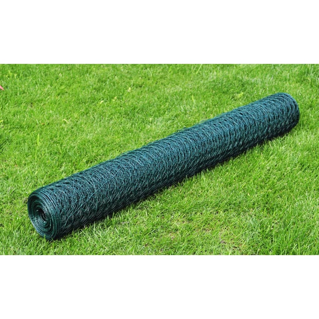 Trådgjerde for kyllinger med PVC-belegg 25x1 m grønn