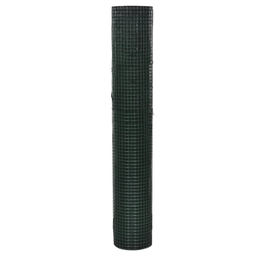 Trådgjerde kylling galvanisert med PVC-belegg 10x1 m grønn