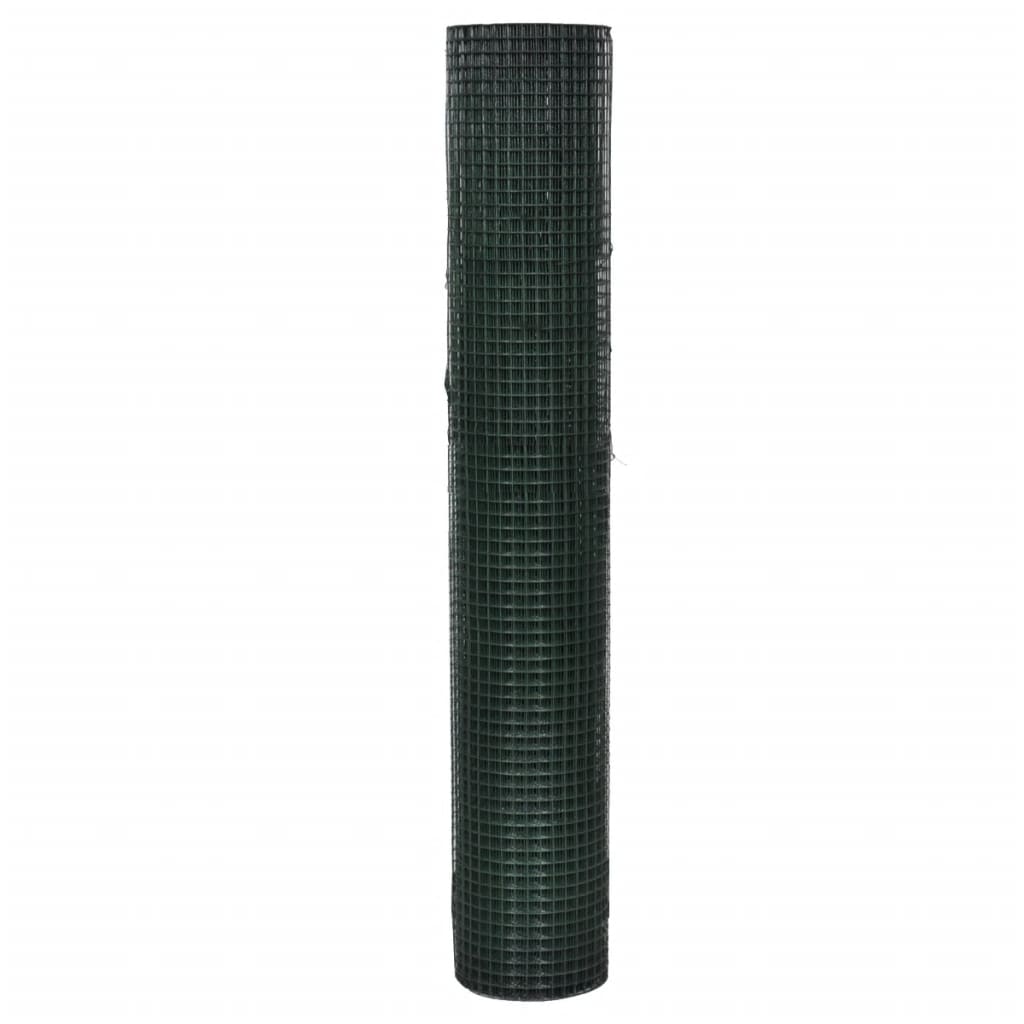 Trådgjerde kylling galvanisert med PVC-belegg 10x1 m grønn