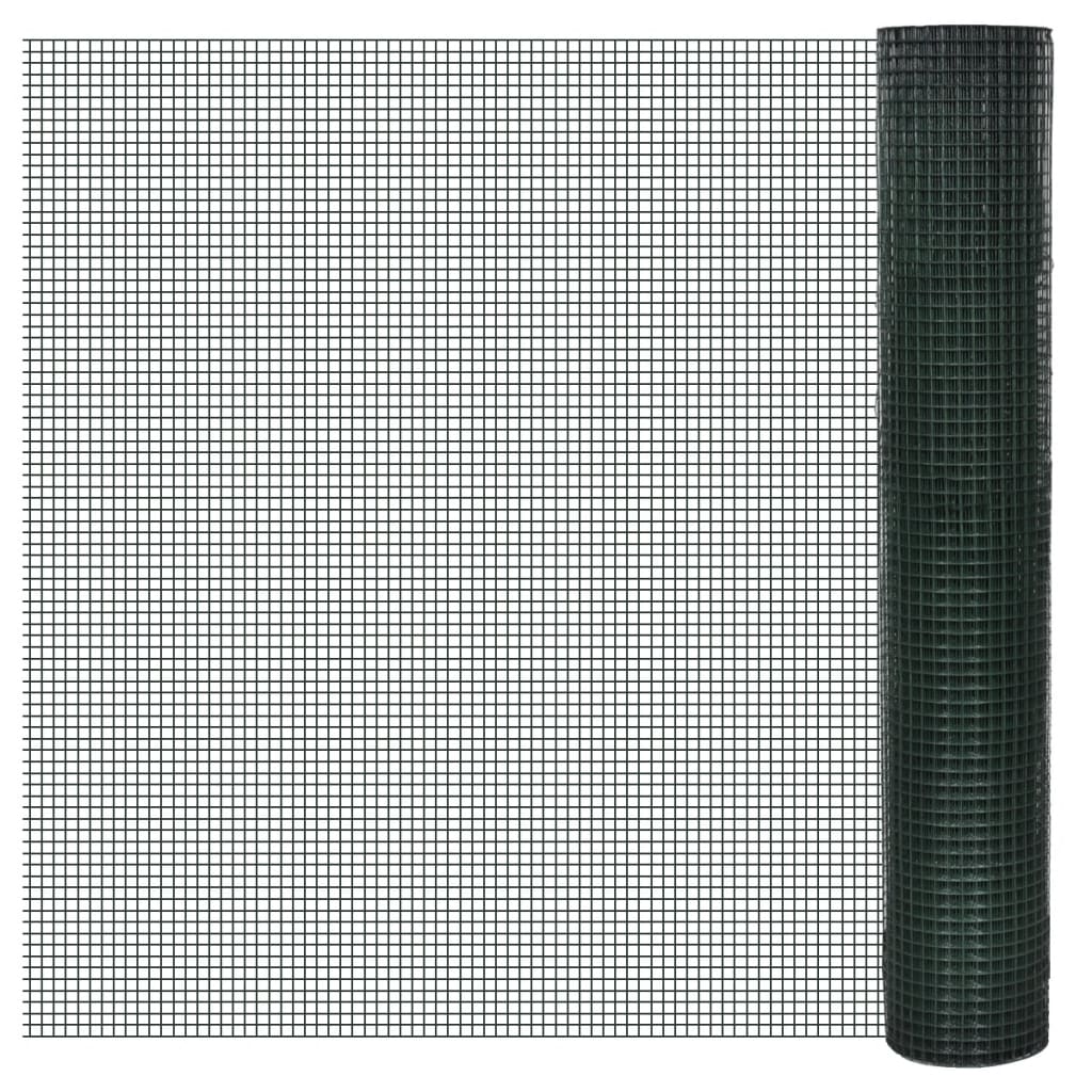 Trådgjerde kylling galvanisert med PVC-belegg 10x1 m grønn