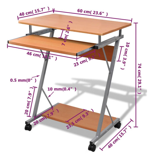 Datamaskin Skrivebord Brun Finish