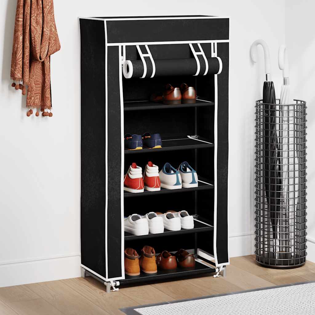 Stoff Skoskap 58 x 28 x 106 cm Svart