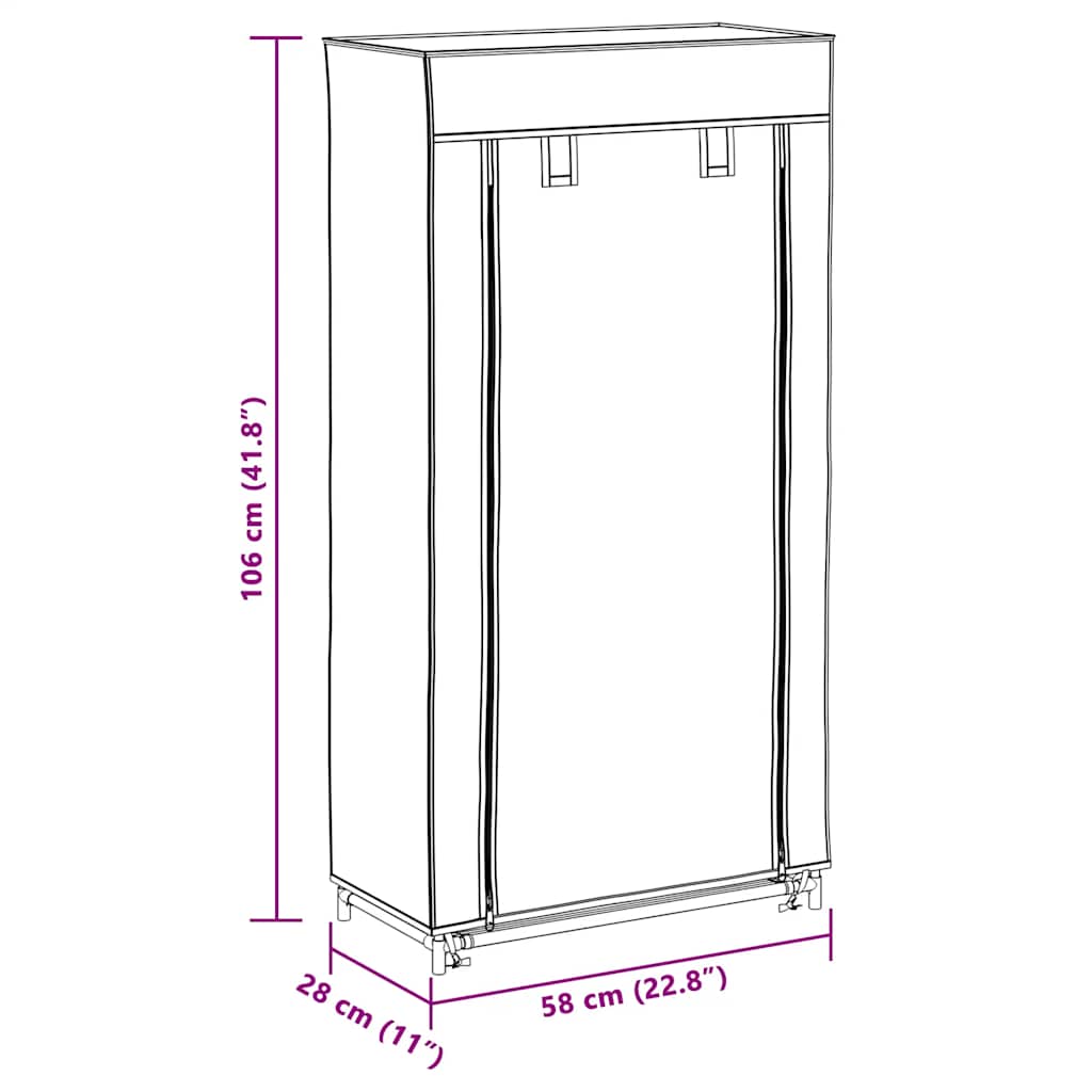 Stoff Skoskap 58 x 28 x 106 cm Svart