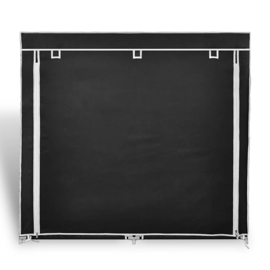 Skoskap i stoff med trekk 115 x 28 x 110 cm svart