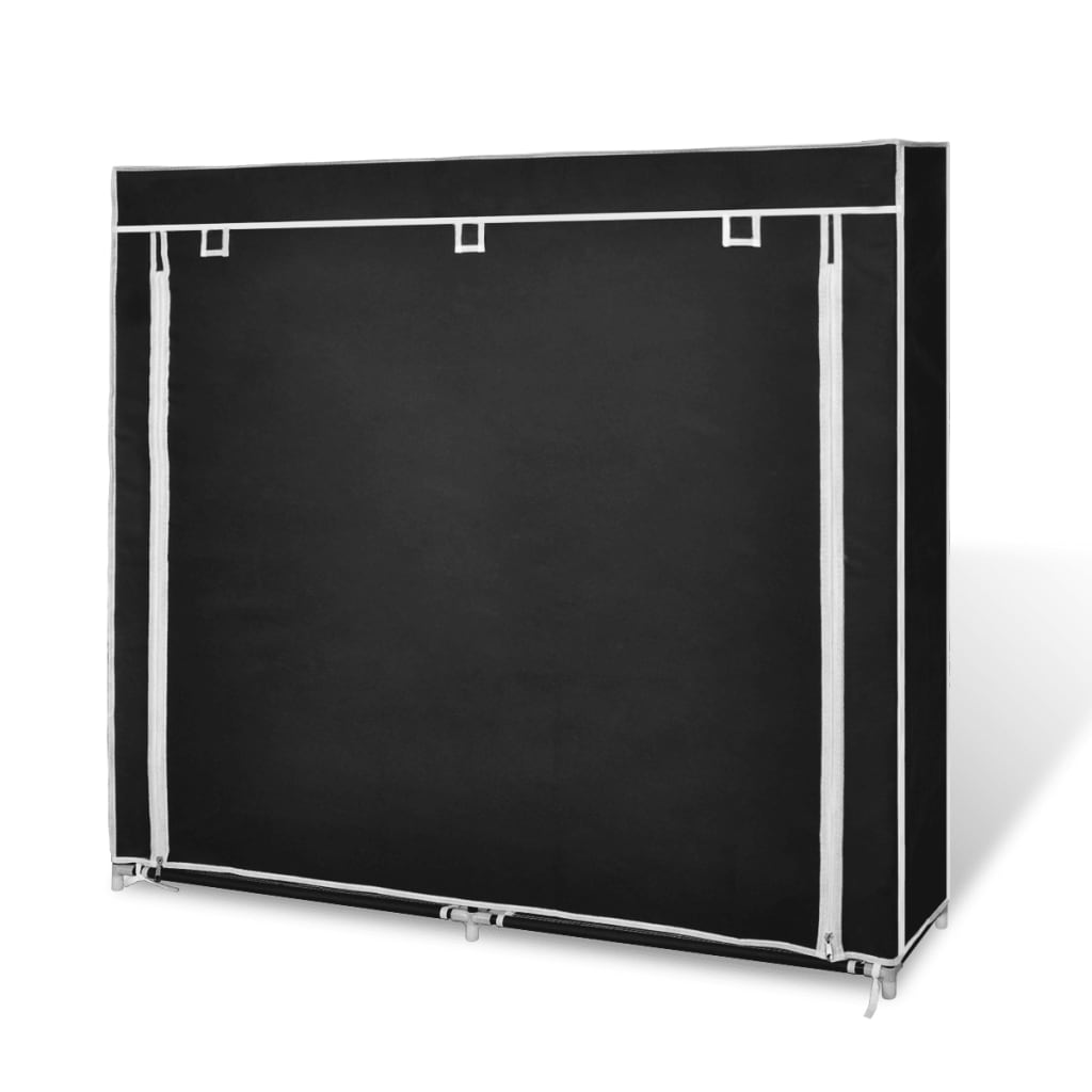 Skoskap i stoff med trekk 115 x 28 x 110 cm svart