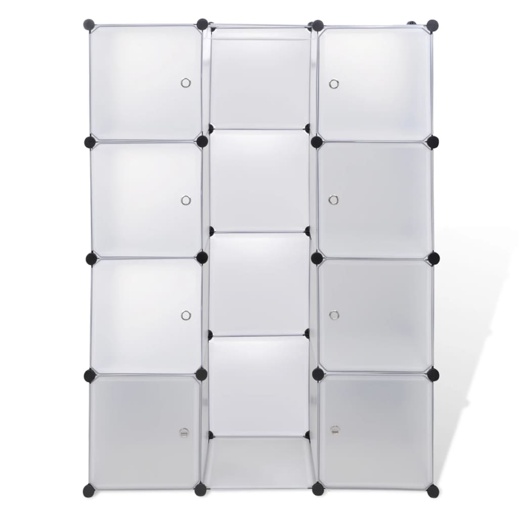 Modulskap med 9 rom 109x36,5x143 cm hvit