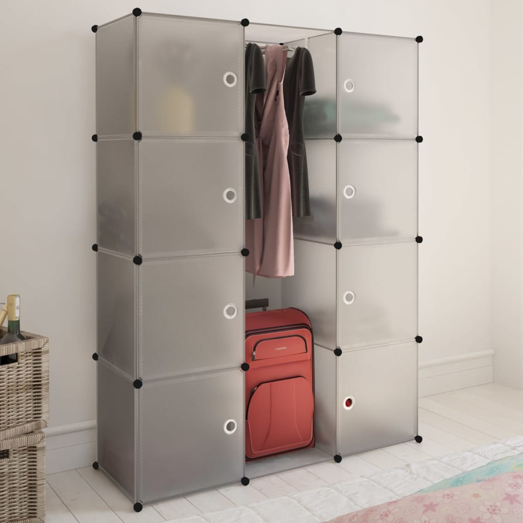 Modulskap med 9 rom 109x36,5x143 cm hvit