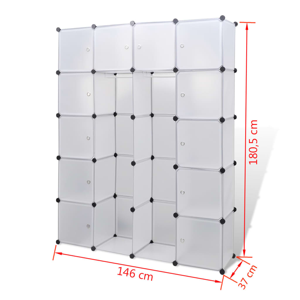 Modulært skap med 14 deler, hvit 37 x 146 x 180,5 cm
