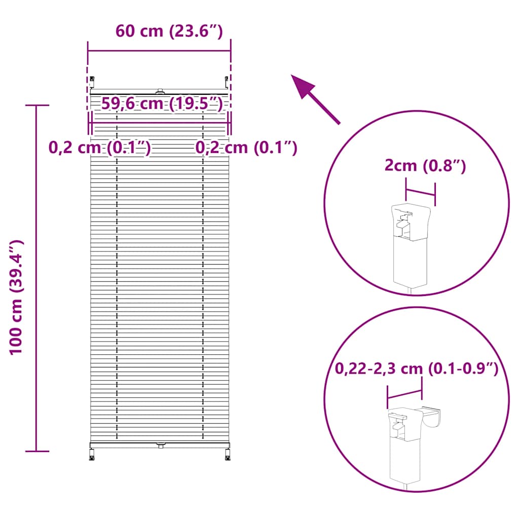 Plissegardiner  60 x 100 cm Krem