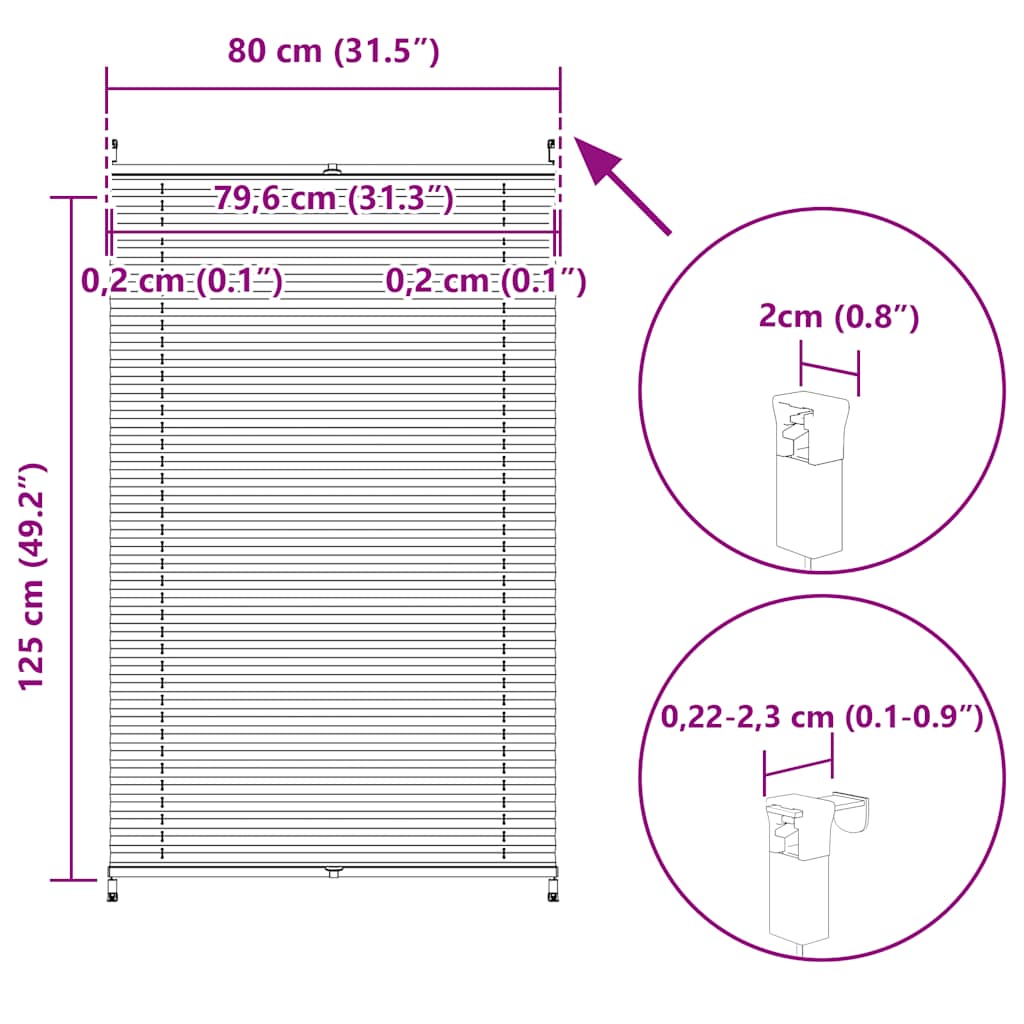 Plissegardiner 80x125cm Krem